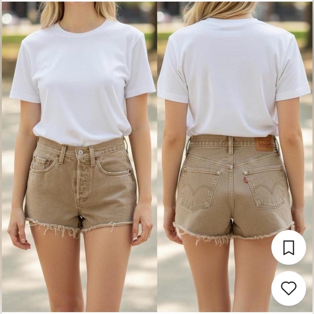 New 90s Levi’s RE/DONE the short high waist tan cut off shorts size 26 NWT